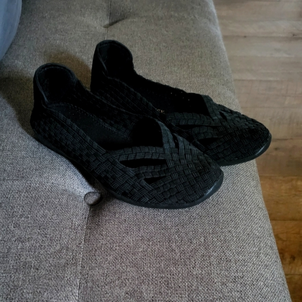 Black Woven Bernie-Mev Slip-on Shoes